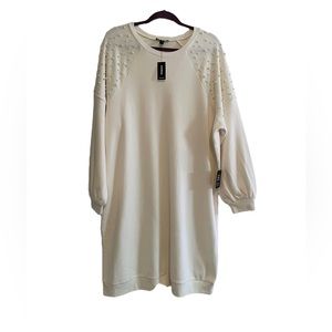 Express ivory sweater dress with pearl details XL (C)